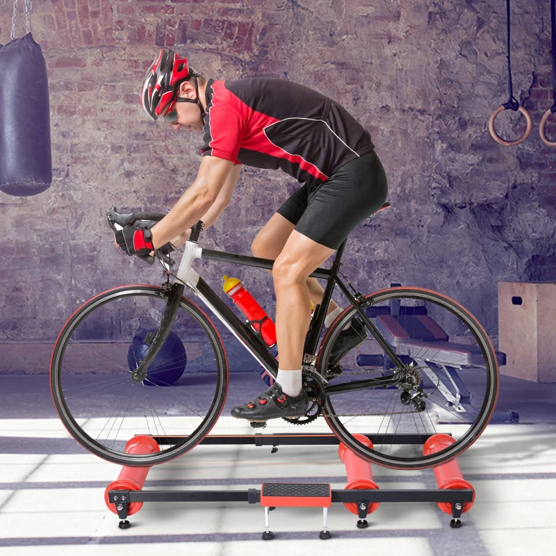 Soozier Bike Roller Adjustable Trainer Indoor Fitness Cycling Parabolic Roller Bike Trainer Portable Bike Exercise - Red