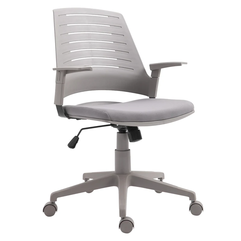 Vinsetto Mid Back Office Chair Computer Swivel Rolling Task Chair with Height Adjustable, Arm, Breathable Back, Grey