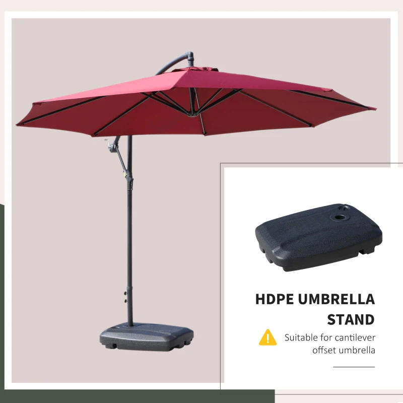 Outsunny Portable Umbrella Base Parasol Stand for Cantilever Umbrella Water Sand Fillable w/ 2 Wheels Black