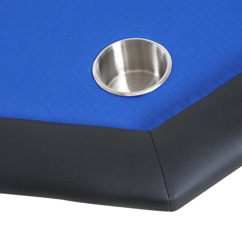Soozier 47" 8 Player Octagon Poker Table with Cup Holders Folding Top - Blue
