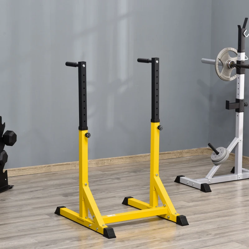 Soozier Dip Station, Body Press Parallel Bar with 10 Adjustable Height, Home Gym Workout Trainer Dip Bar, Yellow