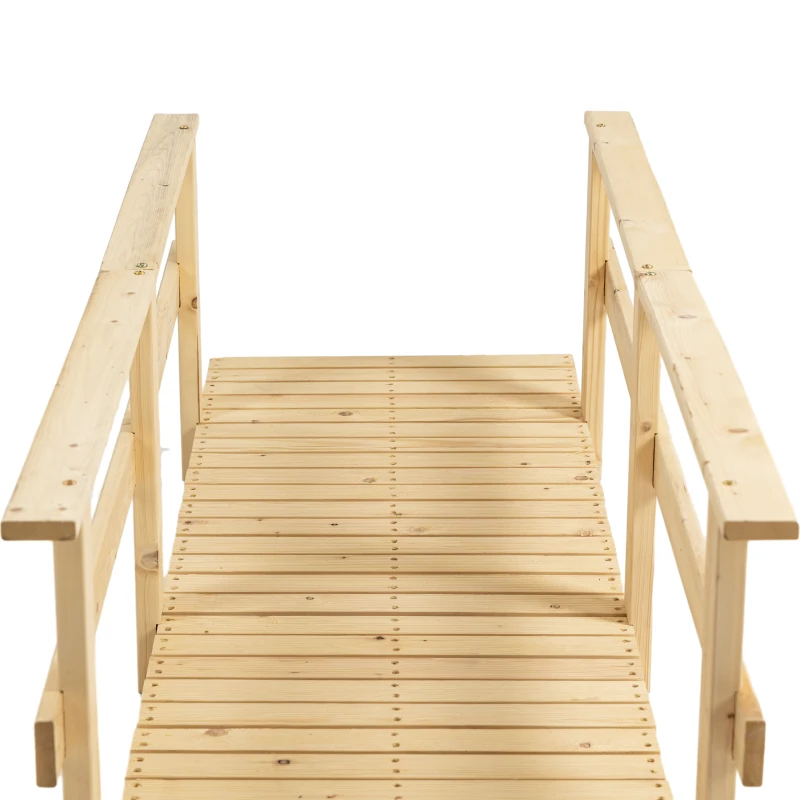 Outsunny 7' Garden Bridge Wooden Footbridge for Backyard Ponds, Creeks, Streams, Natural