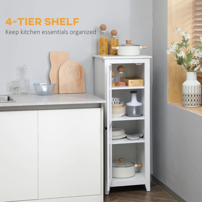 HOMCOM 48" Farmhouse Kitchen Pantry Storage Cabinet with Barn Door, Kitchen Pantry Cabinet with Adjustable Shelves, White