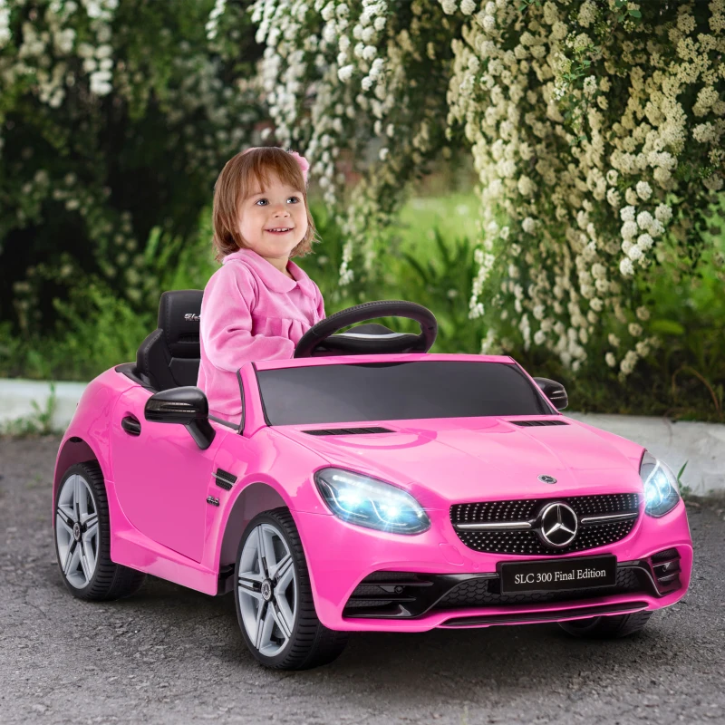 Aosom 12V Ride On Car with Parent Remote Control Two Motors Music Lights Suspension Wheels for 3-6 Years Pink