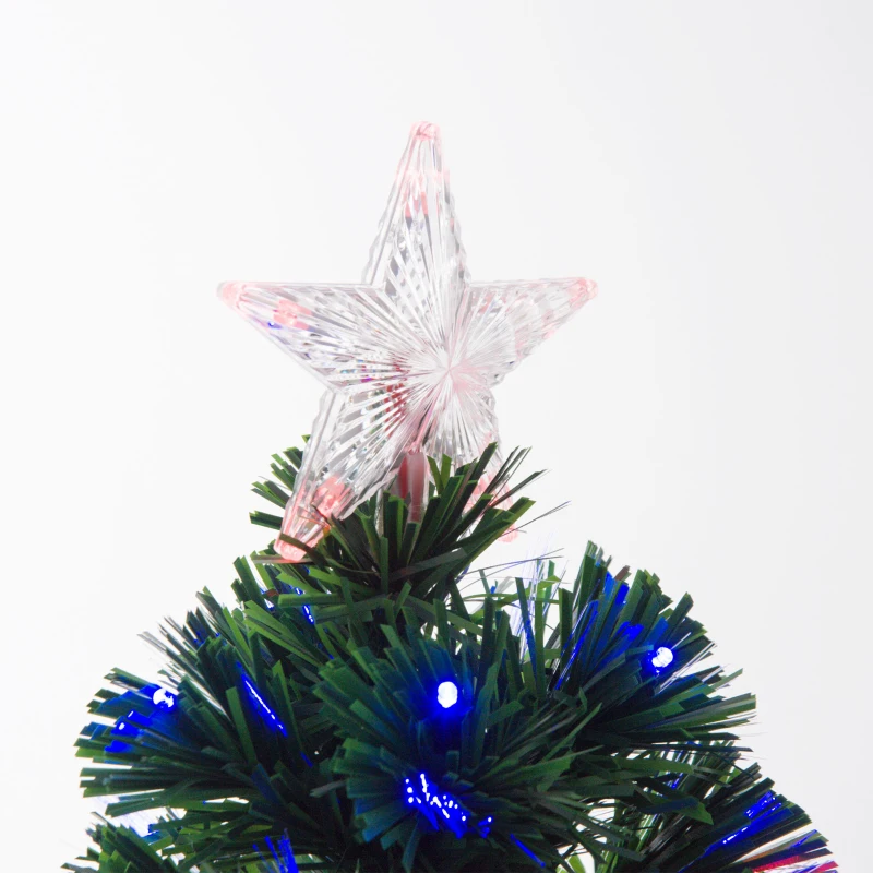 HOMCOM 4ft Fiber Optic Artificial Fir Christmas Tree, LED Pre-Lit Holiday Decoration with 130 Lights and Branch Tips