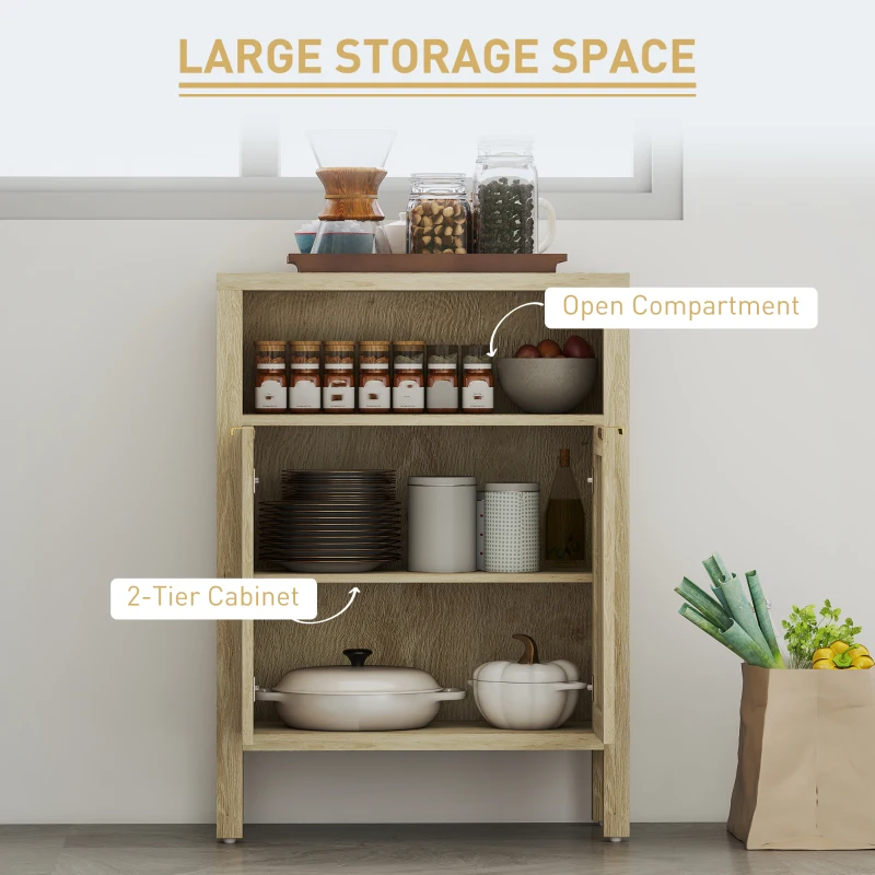 HOMCOM Sideboard Buffet Cabinet with Storage, Modern Accent Cabinet with Adjustable Shelf, Coffee Bar Cabinet, Natural