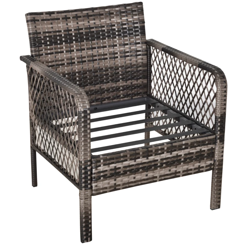Outsunny 5-Piece PE Wicker Patio Furniture Set, Conversation Set with Outdoor Ottomans, Table & Chairs, Small Balcony Furniture for Apartments, Steel, Gray