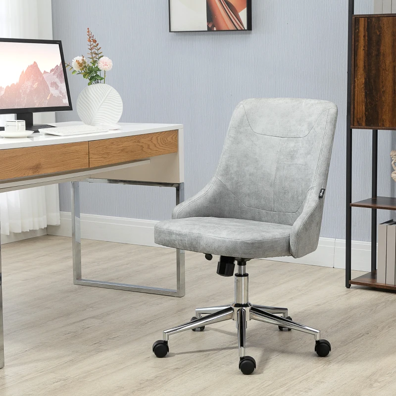 Vinsetto Armless Task Chair, Mid-back Desk Chair, Microfiber Home Office Chair with Adjustable Height, Tilt, Swivel Function, Gray