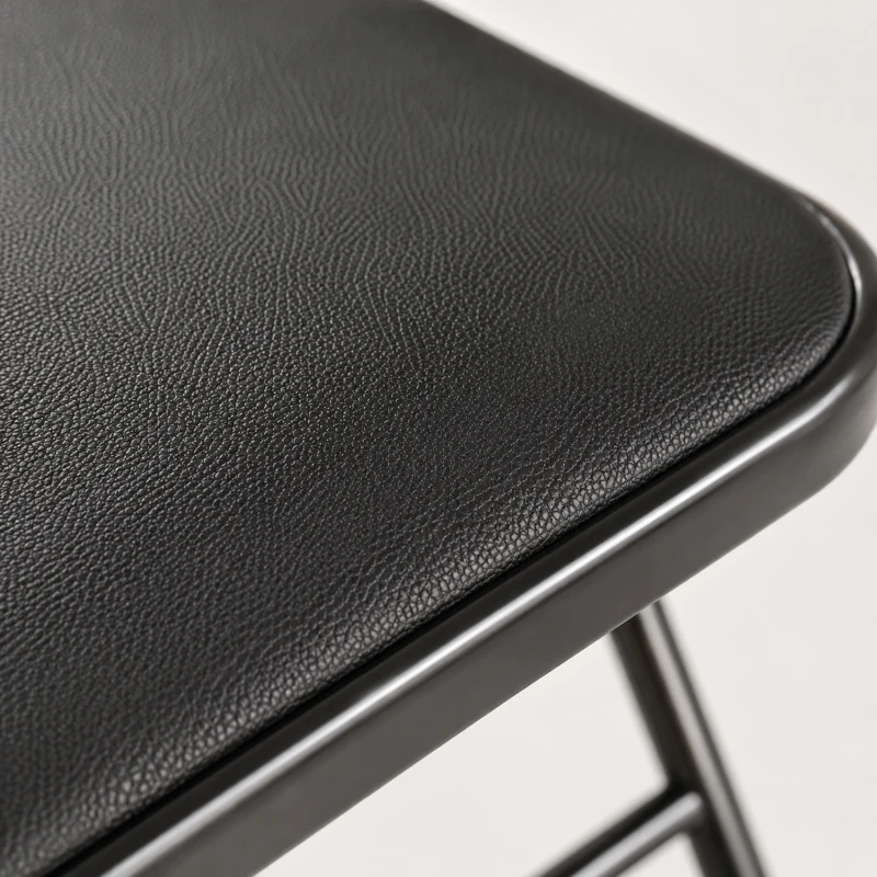HOMCOM Set of 4 Metal Foldable Chairs, PU Leather Padded Folding Chairs with Cushion Seat and Open Back for Indoor, Black