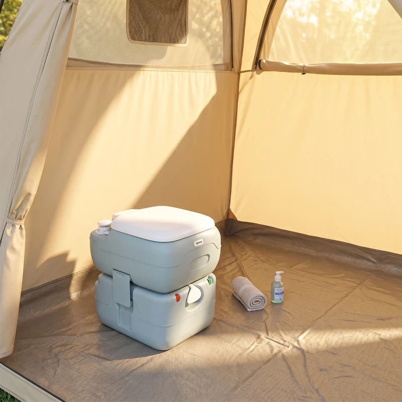 Outsunny Porta Potty, 5.8 Gallon Portable Toilet with Level Indicator and Anti-Leak Pump for Camping, Boating, Hiking, Travel, RV