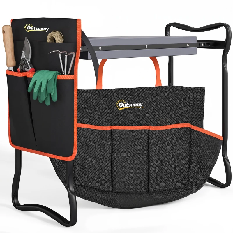 Outsunny Garden Kneeler and Seat, 330lbs Heavy Duty Gardening Stool with Thick Soft Kneeling Pad