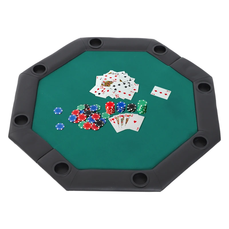 Soozier 48" 8 Person Octagon Foldable Poker Table Cover with Padded Rails and Cup Holders