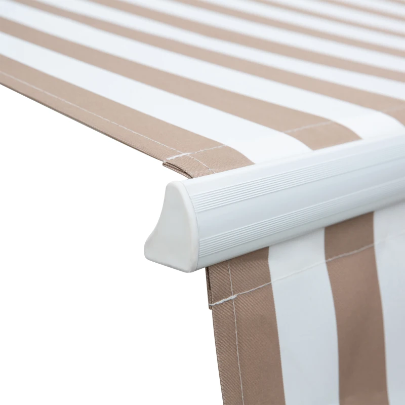 Outsunny 12' x 8' Retractable Awning Patio Awnings Sun Shade Shelter with Manual Crank Handle, Beige