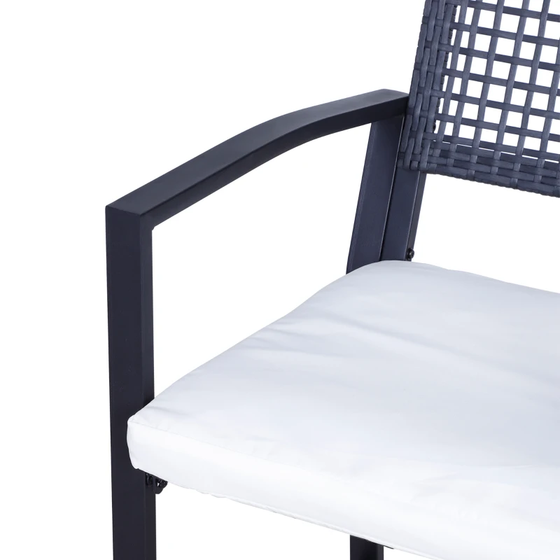 Outsunny 3pcs Patio Bar Set with Soft Cushion, Rattan Wicker Outdoor Furniture Set for Backyards, Lawn, Deck, Poolside