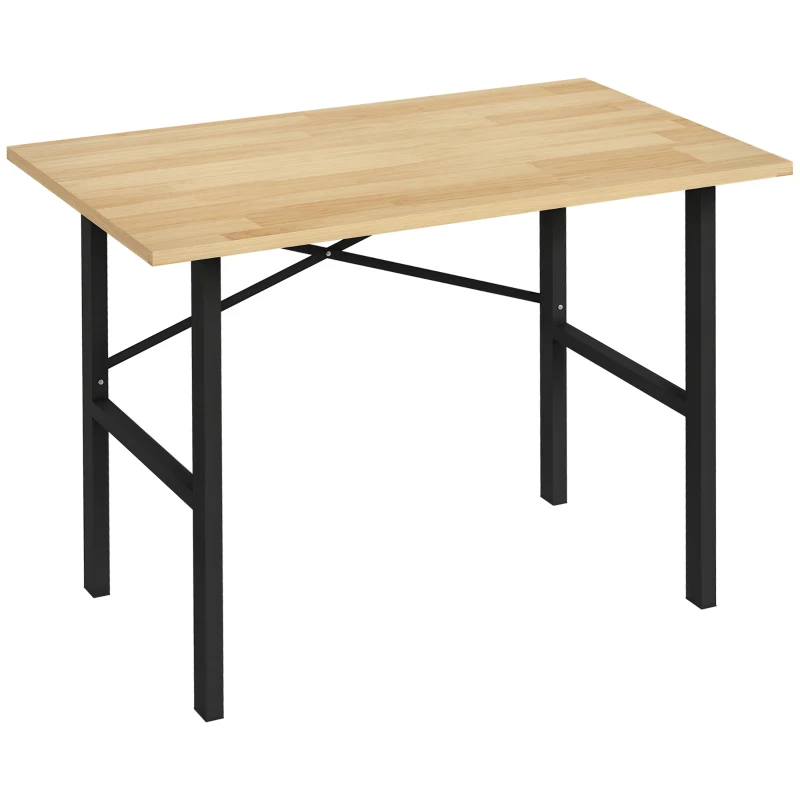 HOMCOM 46"L x 28"W Garage Table with X Bar Support and Natural Tabletop, Natural/Black