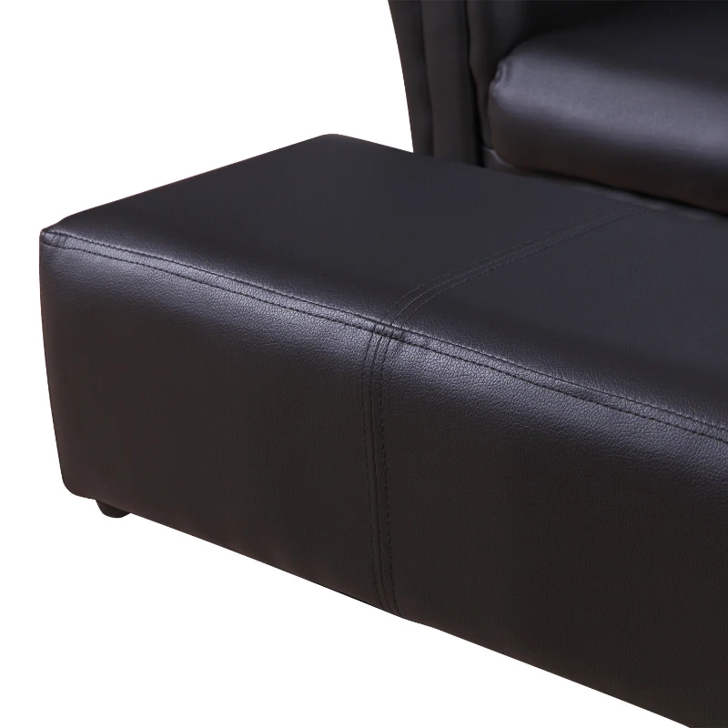 Qaba Kids Sofa Set with Footstool for Toddlers and Babies, Black