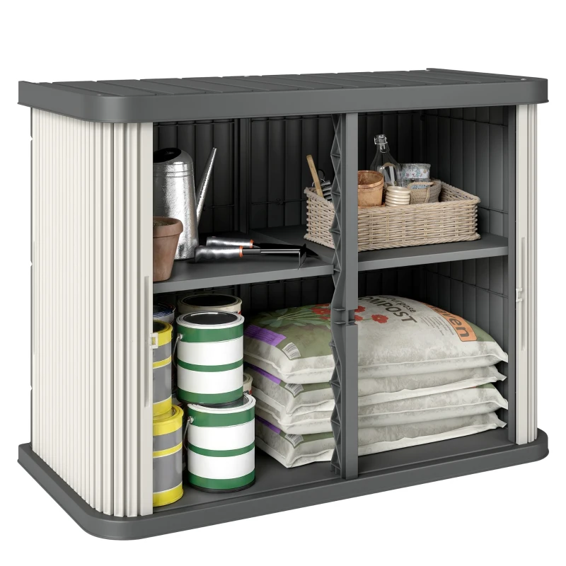 Outsunny 127 Gallon Outdoor Storage Cabinet, UV Resistant Garden Storage Container for Patio, Porch, Poolside, Grey