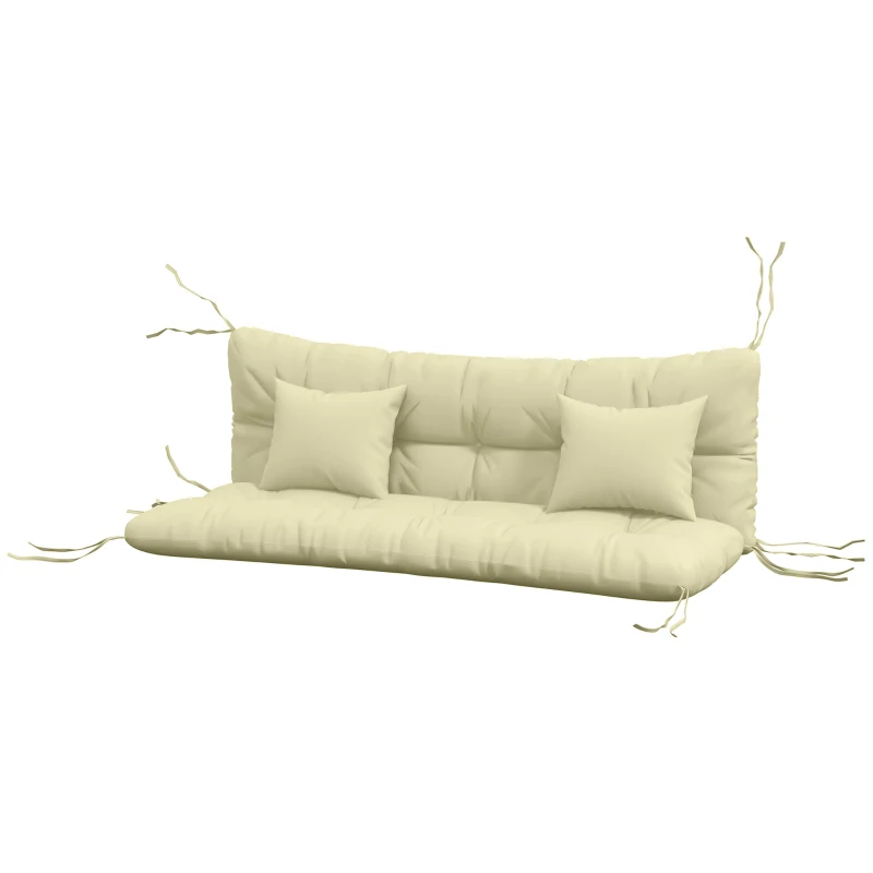 Outsunny 4-Piece Back and Seat Cushion Pillows Replacement and Pillows, Patio Chair Cushions Set with Ties, Cream White