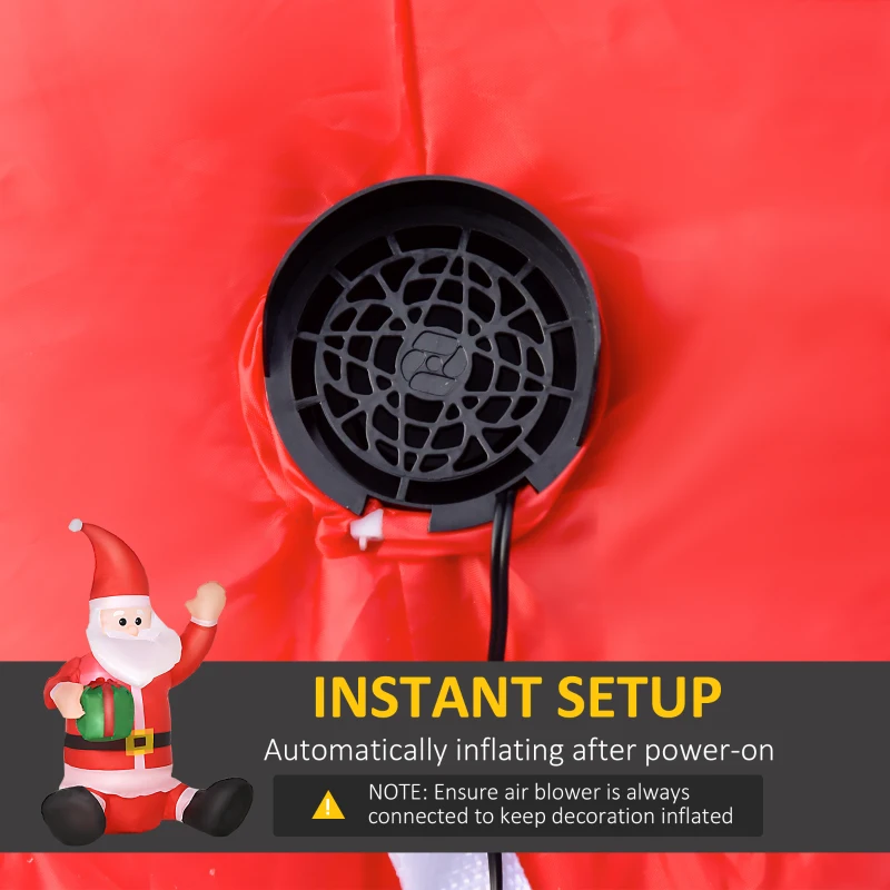HOMCOM 3.9ft Outdoor Christmas Lighted Inflatable Santa Claus with Gift Box