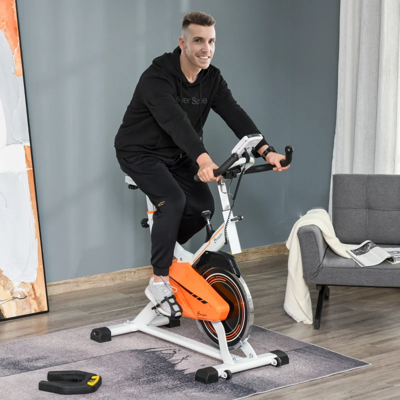 Soozier Exercise Bike, Indoor Cycling Stationary Bike, Belt Drive with Comfortable Cushion, Heart Rate, Adjustable Seat and Handlebar, LCD Monitor for Home Gym Cardio Workout