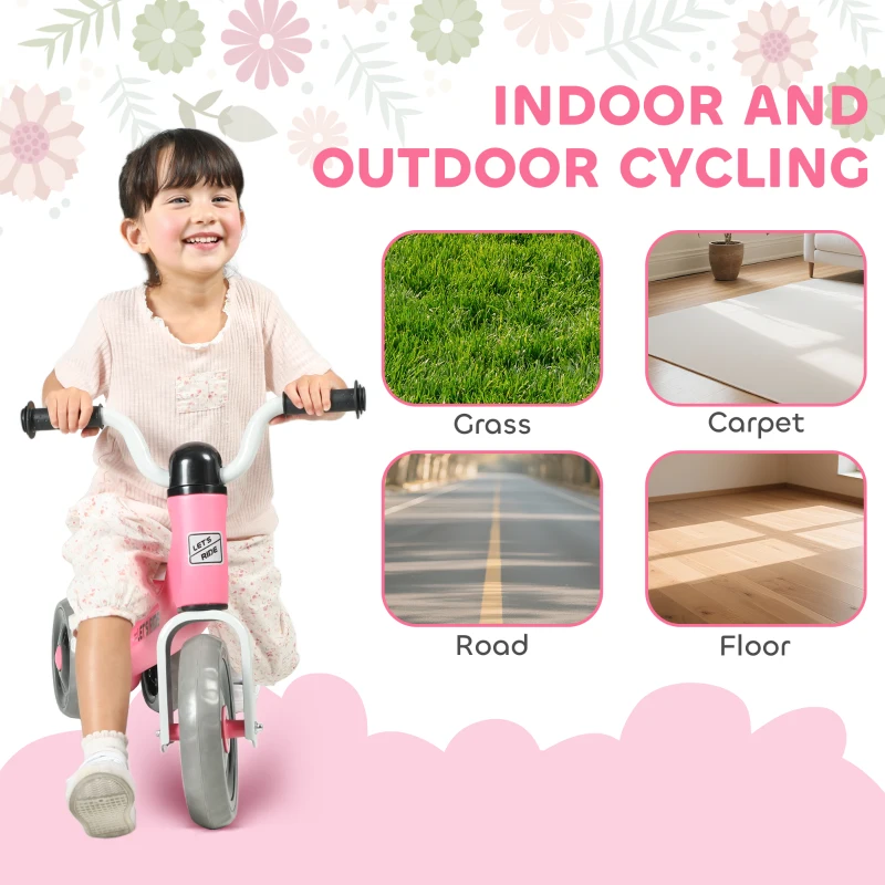 Qaba Toddler Balance Bike for 12-36 Months Boys Girls with No Pedal, 3 Silence Wheels for First Birthday Gift, Pink