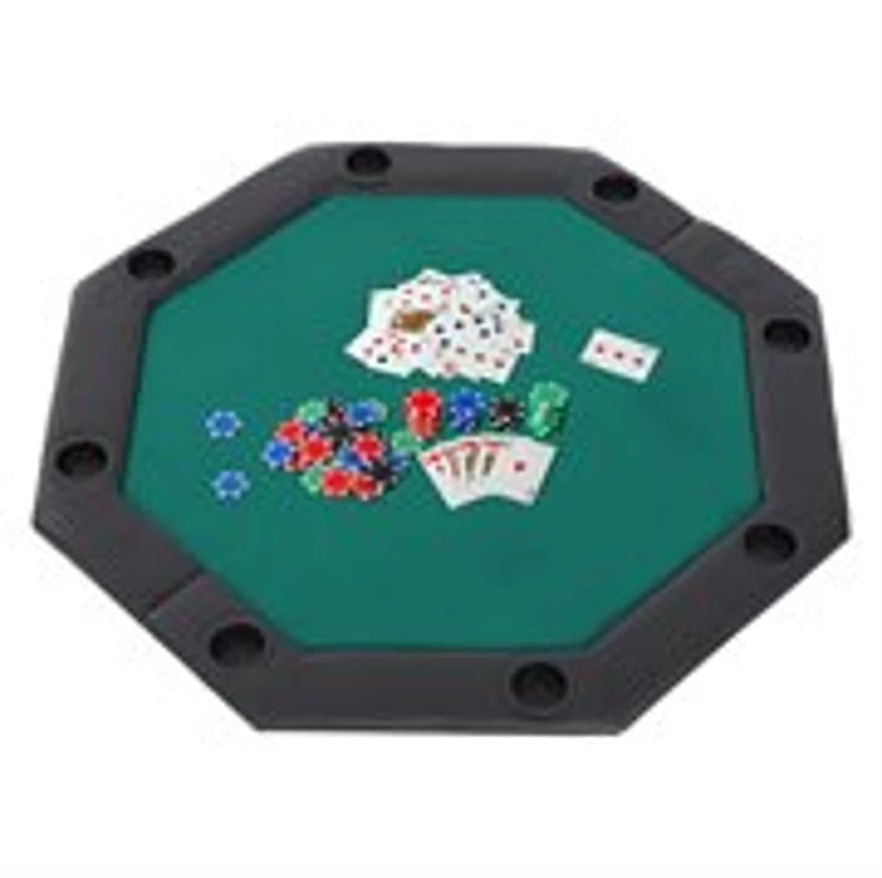 Soozier 48" 8 Person Octagon Foldable Poker Table Cover with Padded Rails and Cup Holders