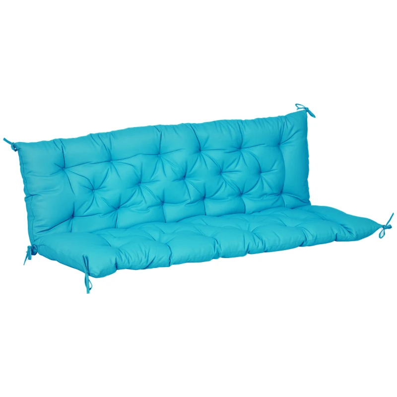 Outsunny Porch Swing Cushion Garden Bench Cushion with Backrest, Non-Slip 3-Seater Soft Pad, Swing Chair Mat Replacement for Indoor and Outdoor, 59.1" x 38.6", Turquoise