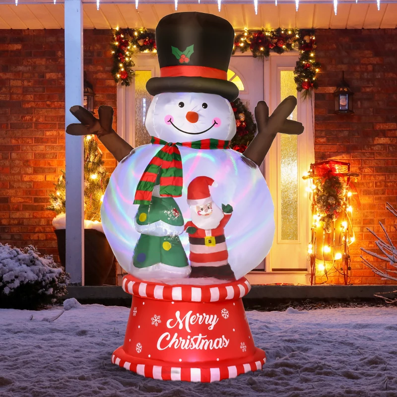 Outsunny 8ft Christmas Inflatables Outdoor Decorations Snowman with Rotating Colorful Light