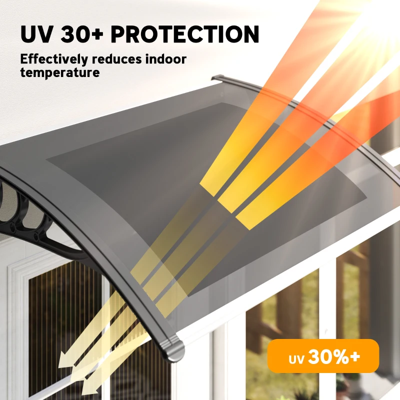Outsunny Window Awning Door Canopy, 29.9" x 39.4" Polycarbonate Cover, Front Door Patio Canopy with Solid Panel, Transparent