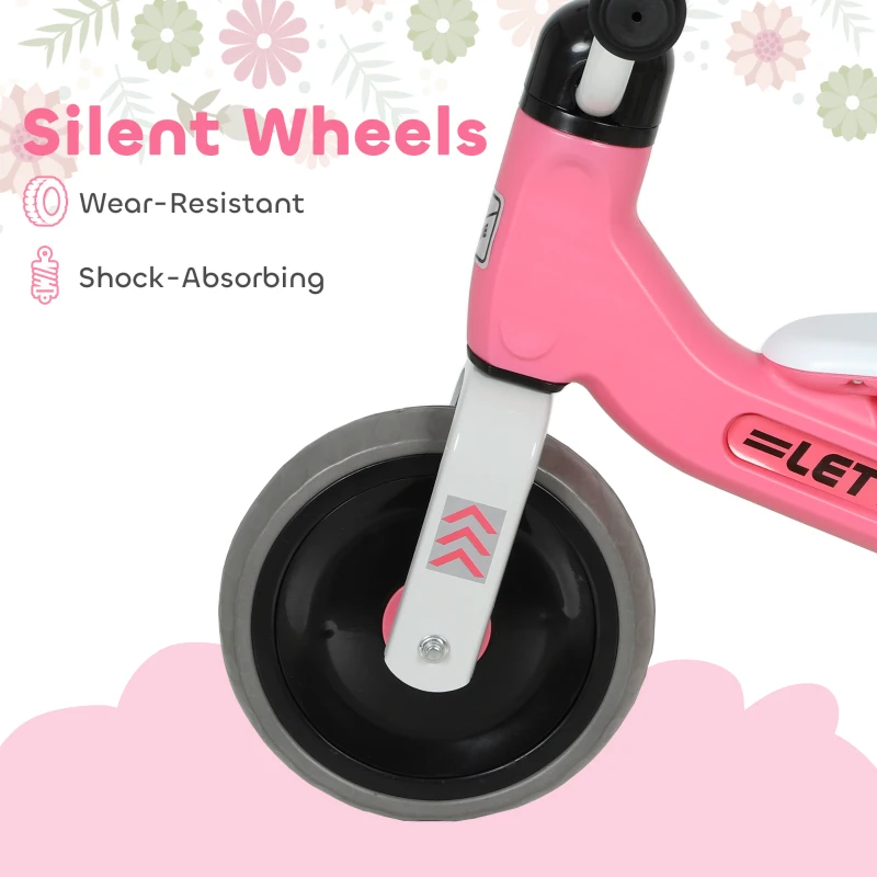 Qaba Toddler Balance Bike for 12-36 Months Boys Girls with No Pedal, 3 Silence Wheels for First Birthday Gift, Pink