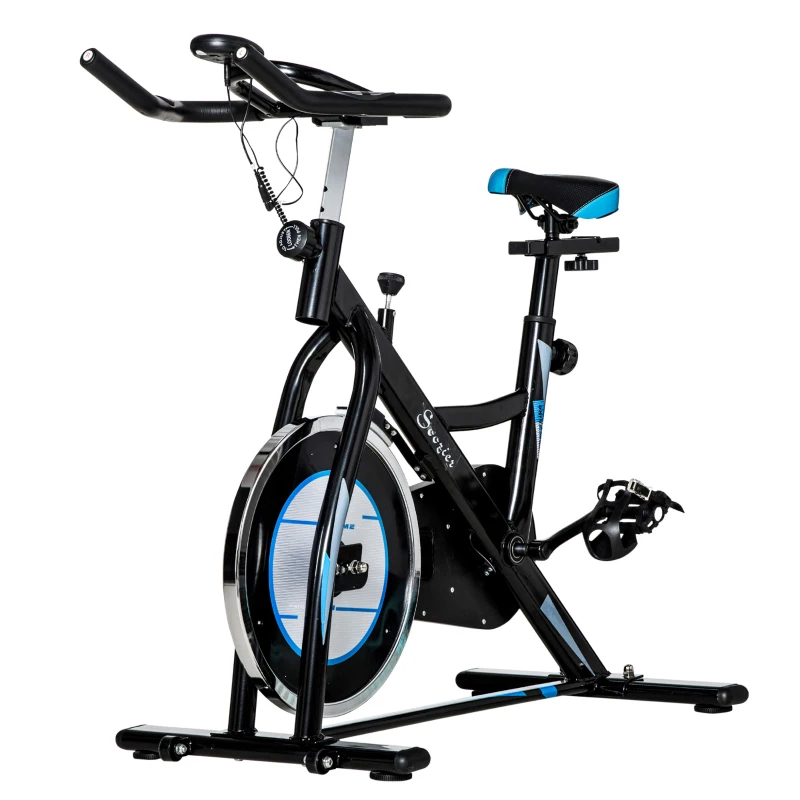 Soozier Exercise Bike, Stationary Bike for Home, Indoor Cycling Bike, Adjustable Workout Bike with Comfortable Seat Cushion and LCD Monitor