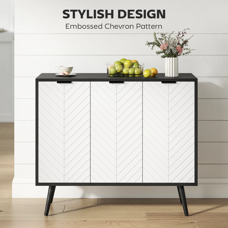 HOMCOM Modern Sideboard and Buffet, Dining Room Cabinet with Adjustable Shelves and 3 Doors, Black
