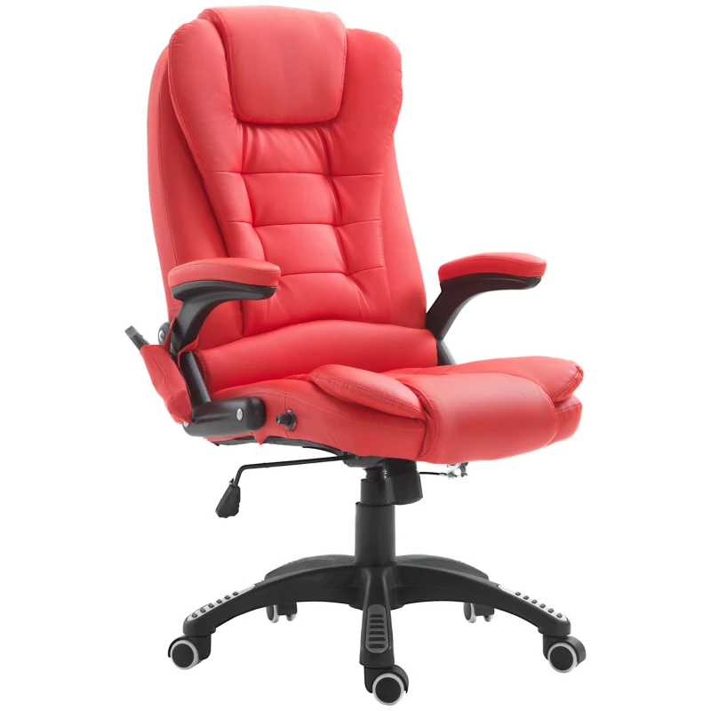 HOMCOM Adjustable Heated Ergonomic Massage Office Chair Swivel Vibrating High Back Faux Leather Executive Chair