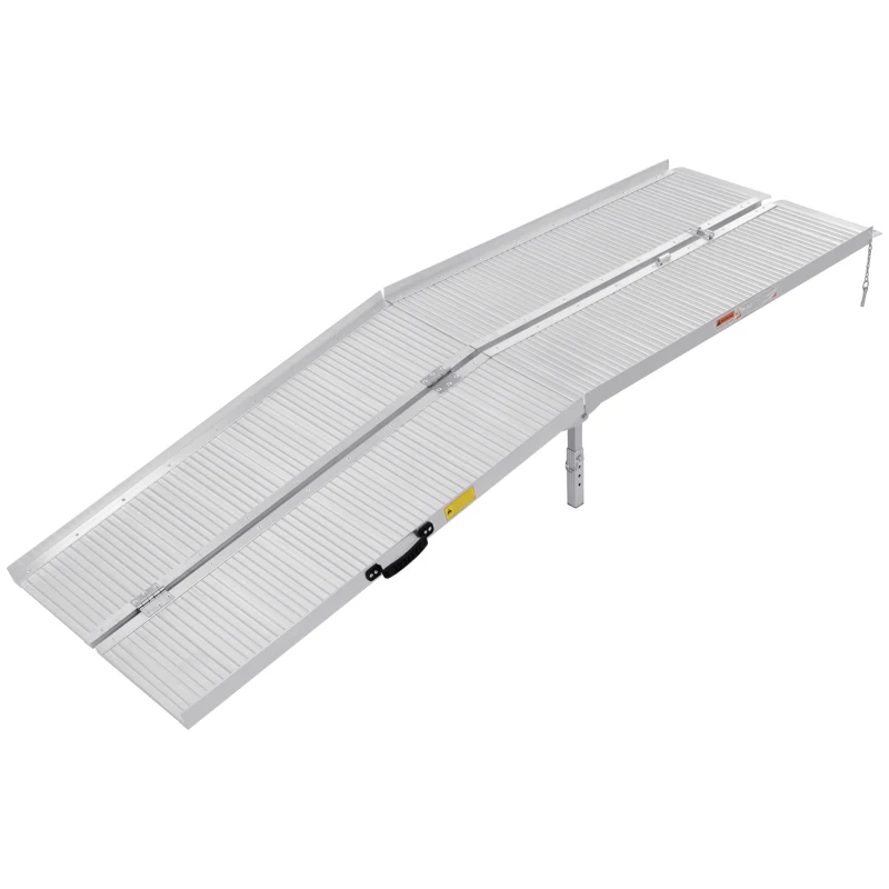HOMCOM 8ft Wheelchair Ramp Foldable Portable Scooter Mobility Easy Access Carrier Ramp with Carrying Handle Aluminum Alloy