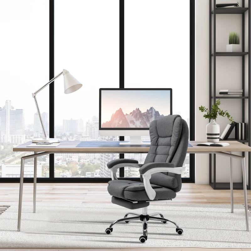 Vinsetto Home Office Chair Computer Chair with Retractable Footrest Adjustable Height Reclining Function Dark Gray