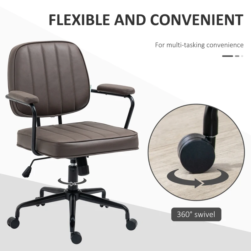Vinsetto Microfiber Office Chair Desk Chair with 360 Degree Swivel Wheels Adjustable Height Tilt Function Light Brown