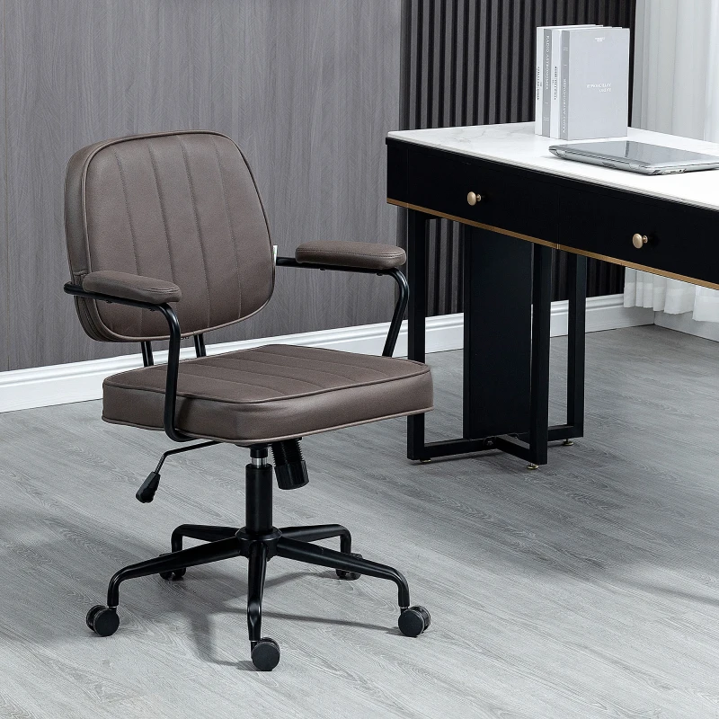 Vinsetto Microfiber Office Chair Desk Chair with 360 Degree Swivel Wheels Adjustable Height Tilt Function Light Brown