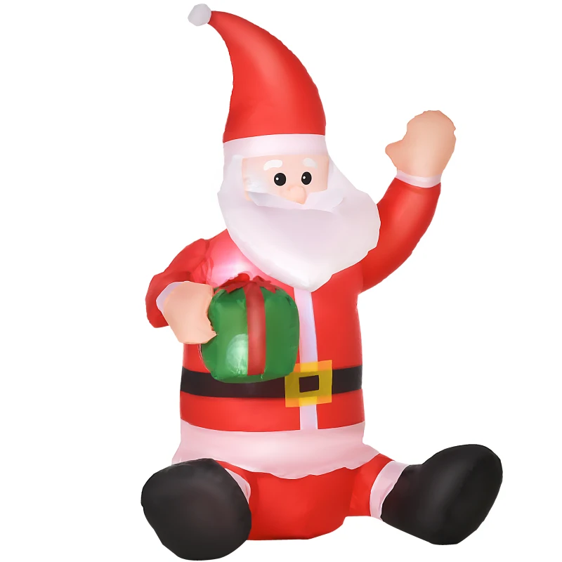 HOMCOM 3.9ft Outdoor Christmas Lighted Inflatable Santa Claus with Gift Box