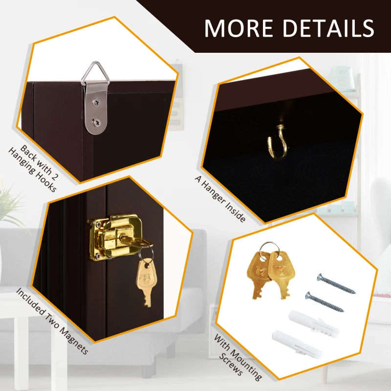 HOMCOM 32" x 24" UV-Resistant Sports Jersey Frame Display Case, Brown