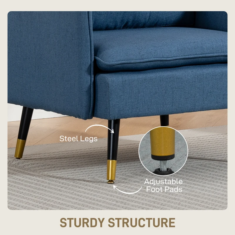 HOMCOM Accent Chairs Set of 2, Upholstered Armchairs with Tufted Back Cushion and Steel Legs for Living Room, Bedroom