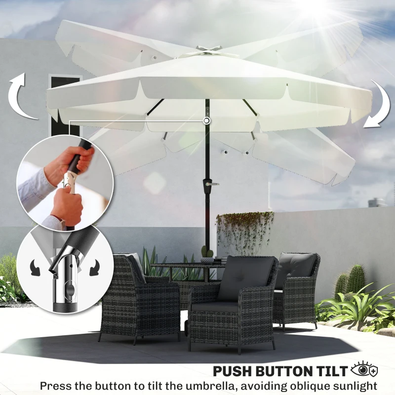 Outsunny 8.5 ft Outdoor Market Table Umbrella, Round Patio Umbrella with Tilt and Crank for Garden, Backyard, Deck, Cream White