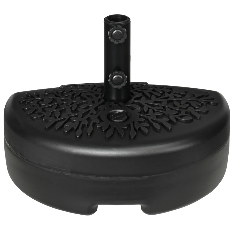 Outsunny Half Round Umbrella Base, Sand or Water Filled Half Patio Umbrella Stand Holder for Lawn, Deck, Black
