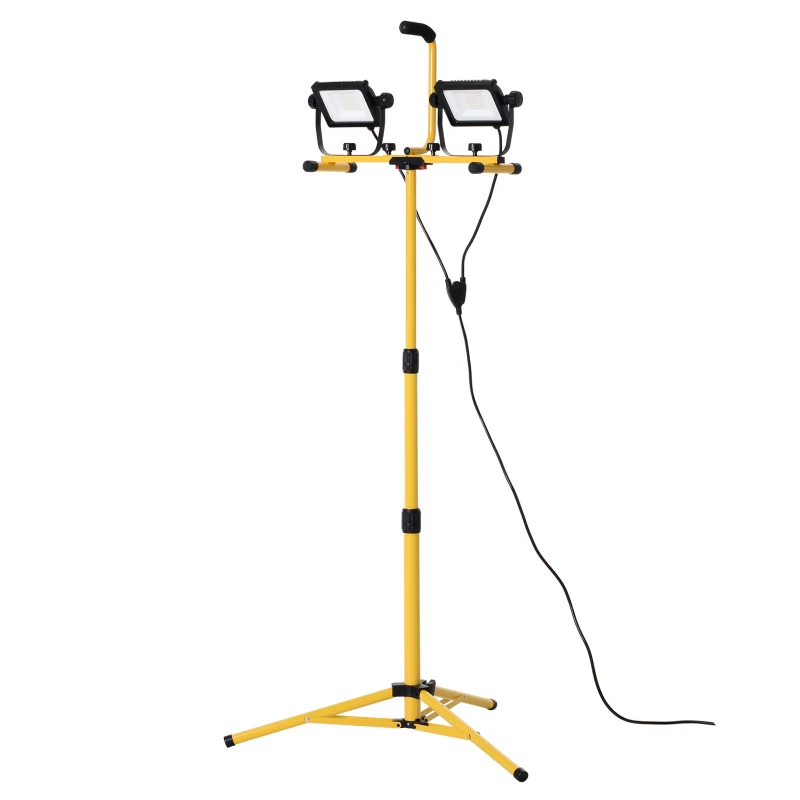 HOMCOM 8,000 Lumen LED Work Lights Dual Head Weather Resistant with Tripod Stand
