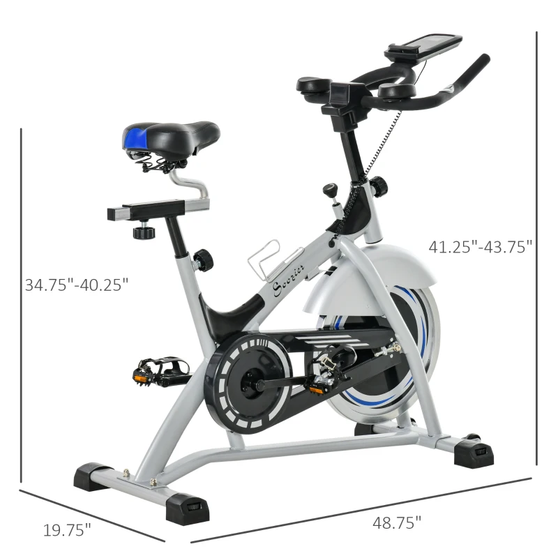 Soozier Exercise Bike, Indoor Cycling Stationary Bike, Belt Drive with Heart Rate, Adjustable Seat and Handlebar, LCD Monitor for Home Workout