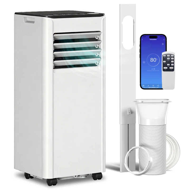 HOMCOM 8000 BTU Portable Air Conditioner, AC Unit with Dehumidifier, Fan, WiFi Voice Remote Control, for Room up to 344 Sq. ft