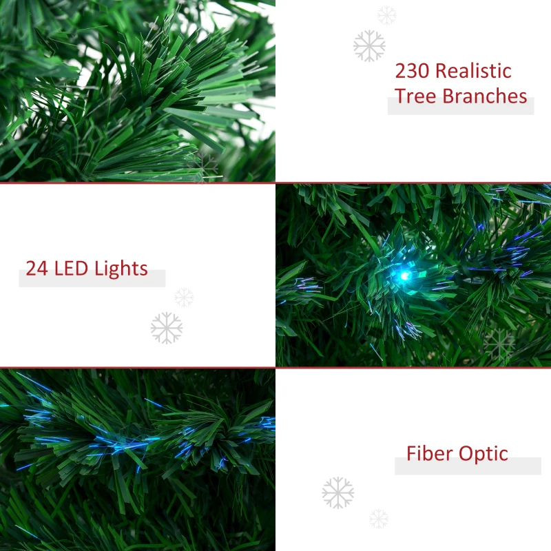 HOMCOM 6FT Pre-lit LED Artificial Christmas Tree Scattered Holiday Décor with Stand, Green