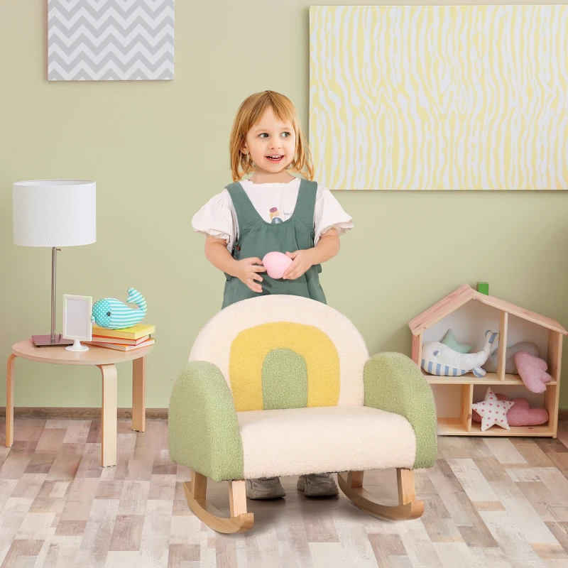 Qaba Kids Sofa, Rocking Toddle Sofa Chair, Gift for 18-36 months, Green