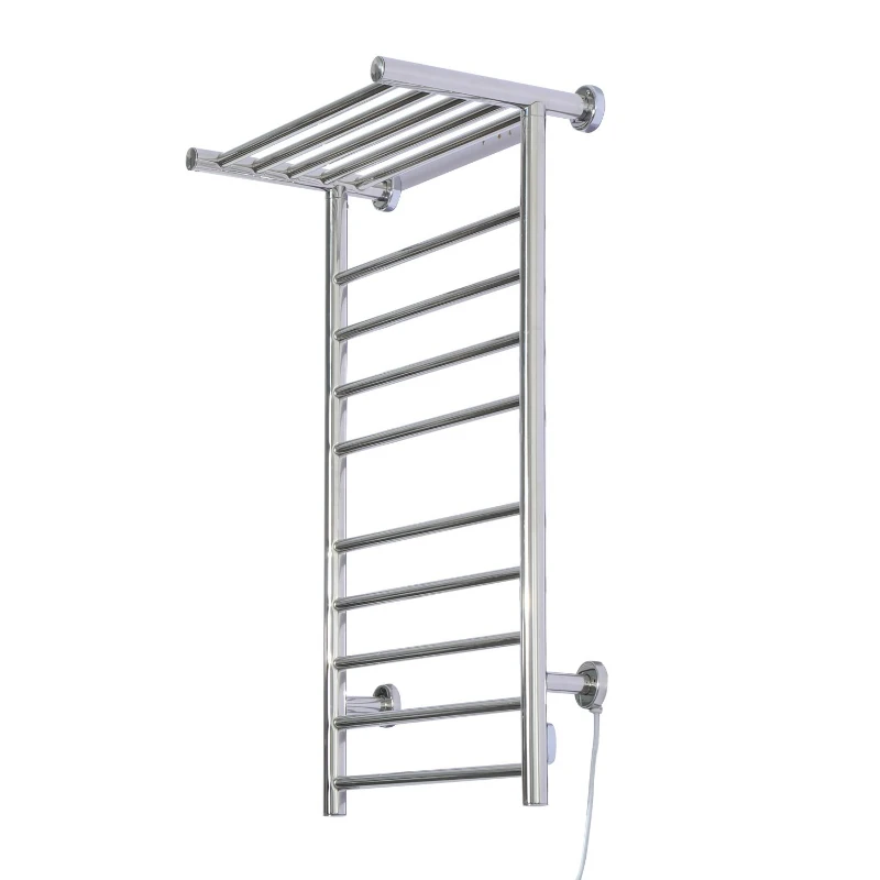 HomCom 9-Bar Stainless Steel Wall Mounted Electric Heated Towel Rack Warmer With Shelf