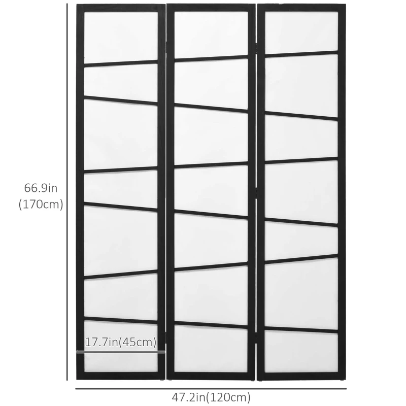 HOMCOM 5.6ft Folding Room Divider, 3 Panel Wall Partition with Wood Frame for Bedroom, Home Office, White