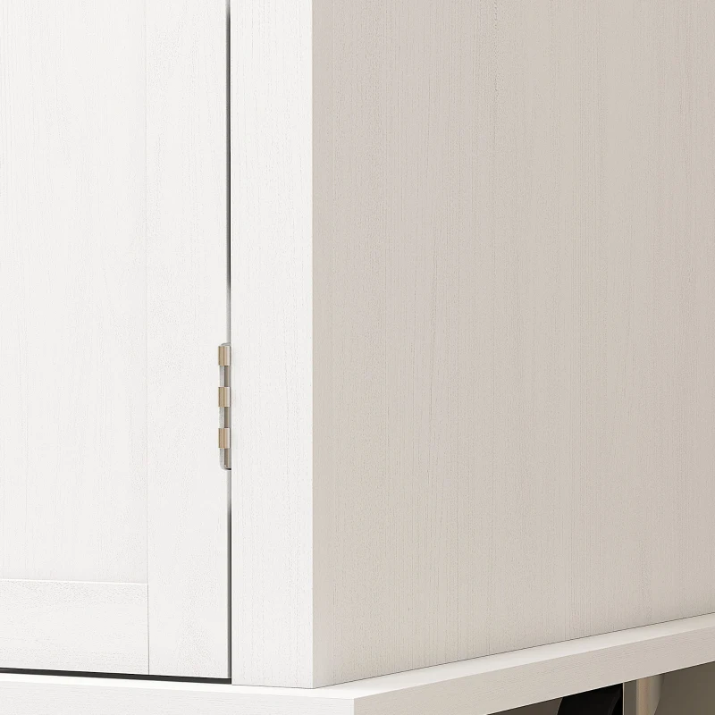 HOMCOM Modern Rolling Kitchen Island Cart with Spice Rack, Distressed White